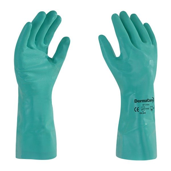 GUANTE DE NITRILO VERDE DERMA CARE 13"