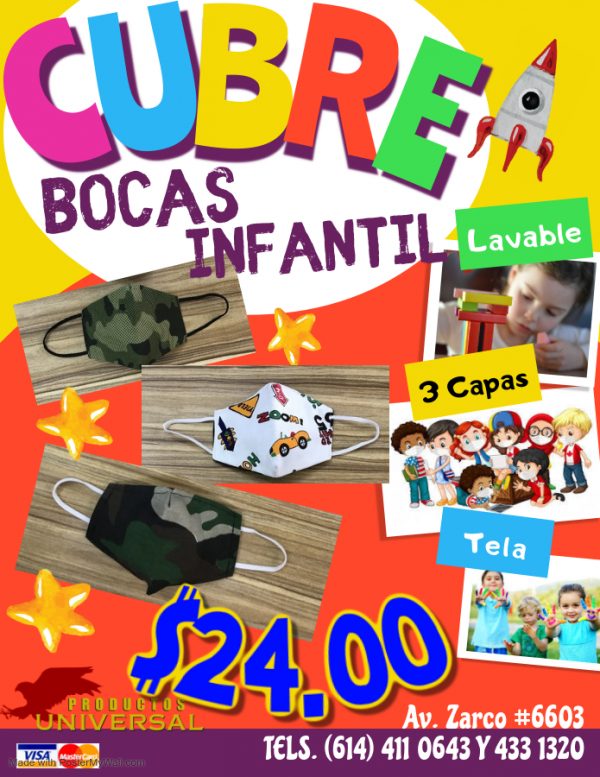 CUBRE BOCA TELA LAVABLE NIÑ@ - Imagen 4