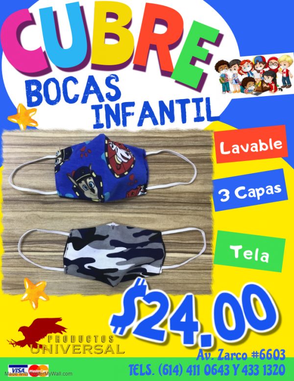 CUBRE BOCA TELA LAVABLE NIÑ@ - Imagen 5